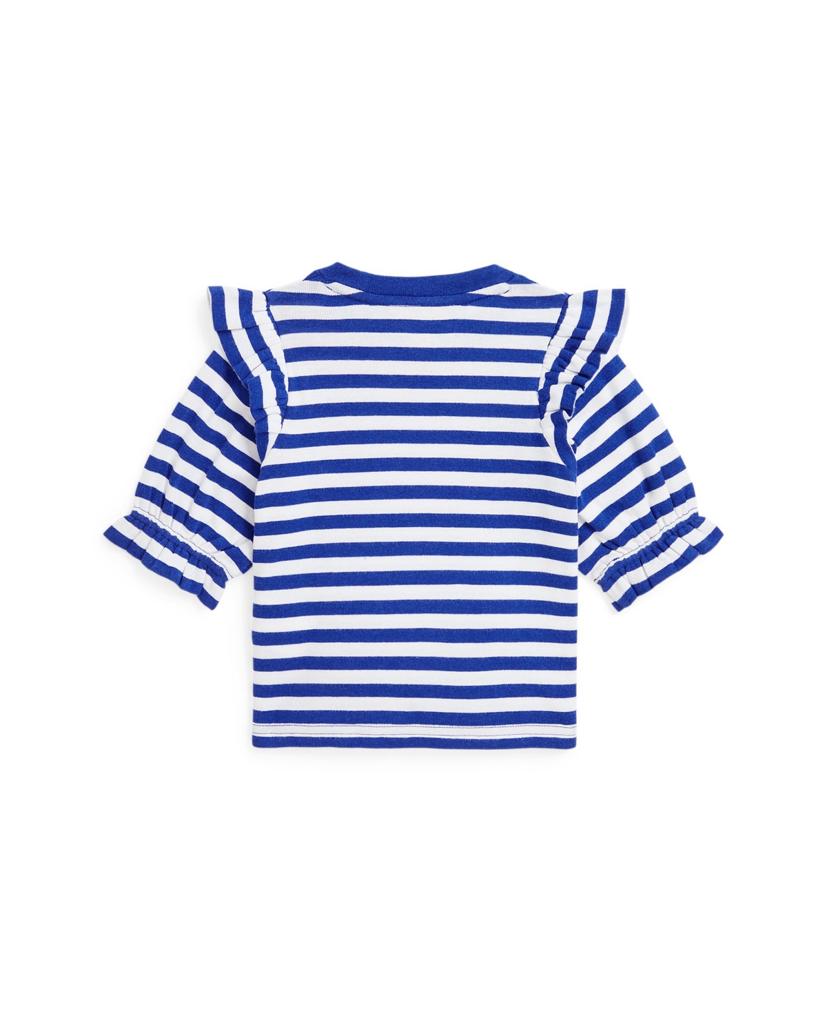 Polo Ralph Lauren Toddler and Little Girls Striped Ruffled Cotton-Modal Sweatshirt -White Stripe/Red