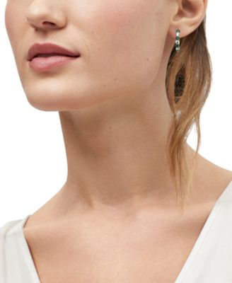 Lab Grown Emerald (1-7/8 ct. t.w.) & Lab Grown Diamond (1-1/2 ct. t.w.) Small Hoop Earrings in 14k Gold, 0.82" (Also in Lab Grown Ruby & Lab Grown Sapphire)