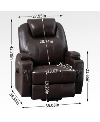Up to 350lbs Okin Motor Power Lift Recliner Chair for Elderly Heavy Duty Motion Mechanism with 8-Point Vibration Massage and Lumbar Heating