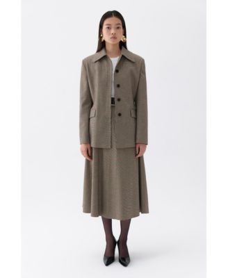 Women's Plaid Padded Shoulder Jacket