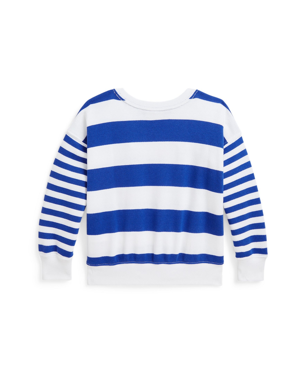 Polo Ralph Lauren Toddler and Little Girls Striped French Terry Sweatshirt -White Stripe/Belmont Pink