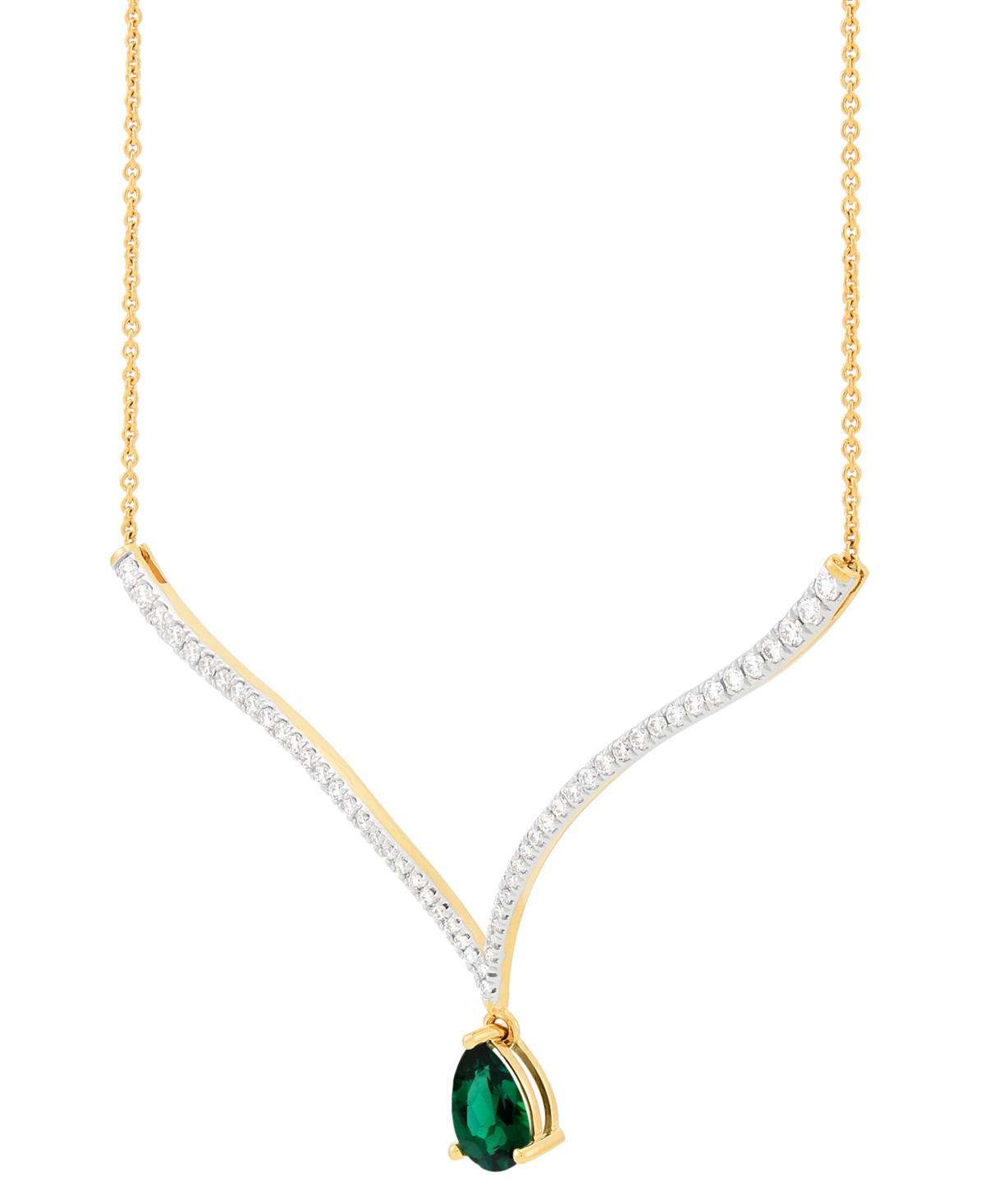 Grown With Love Emerald (1-1/2 Ct. T.w.) & Lab Grown Diamond (1 Ct. T.w.) Fancy 18" Pendant Necklace In 14k Gold (al In Emerald