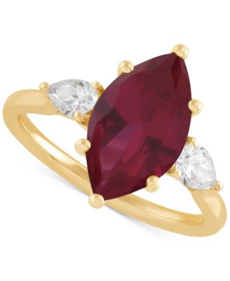 Grown With Love - Lab Grown Ruby (3-1/3 ct. t.w.) & Lab Grown Diamond (1/2 ct. t.w.) Marquise Ring in 14k Gold (Also in Lab Grown Emerald & Lab Grown Sapphire)