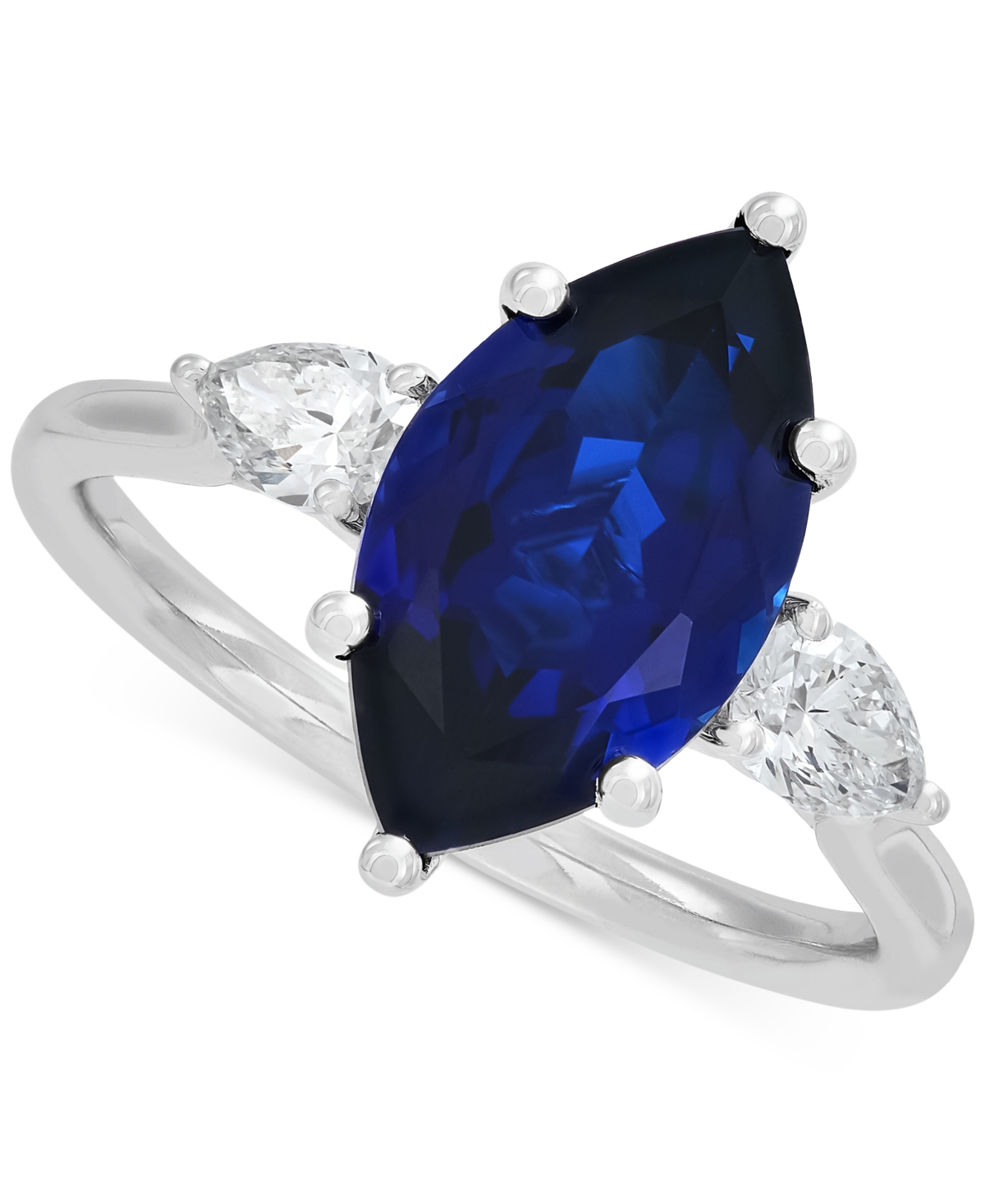 Lab Grown Ruby (3-1/3 ct. t.w.) & Lab Grown Diamond (1/2 ct. t.w.) Marquise Ring in 14k Gold (Also in Lab Grown Emerald & Lab Grown Sa