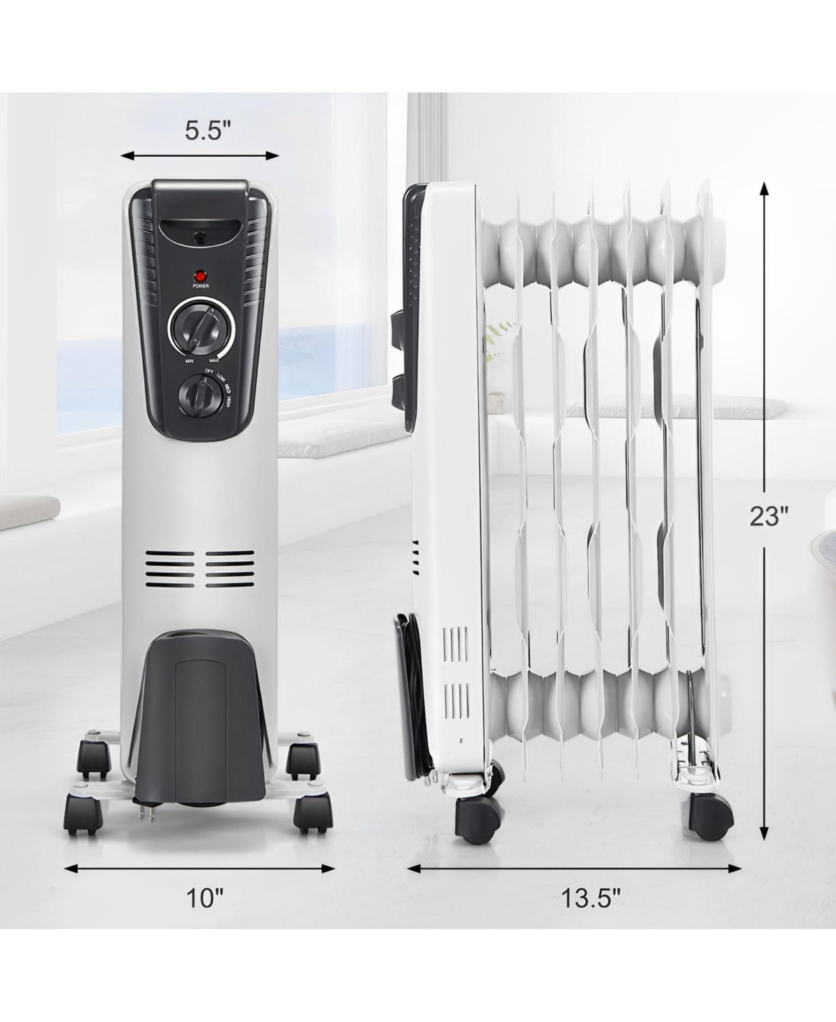 Skonyon 1500W Electric Space Heater with Adjustable Thermostat