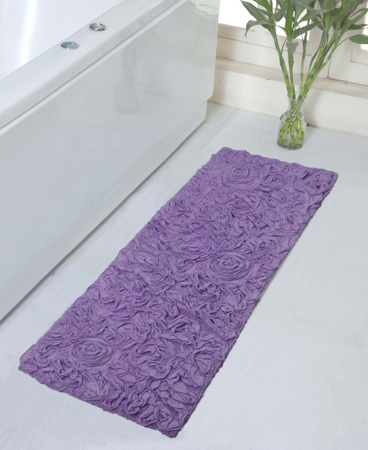 Home Weavers Bell Flower Runner Bath Rug, 21" X 54" In Purple