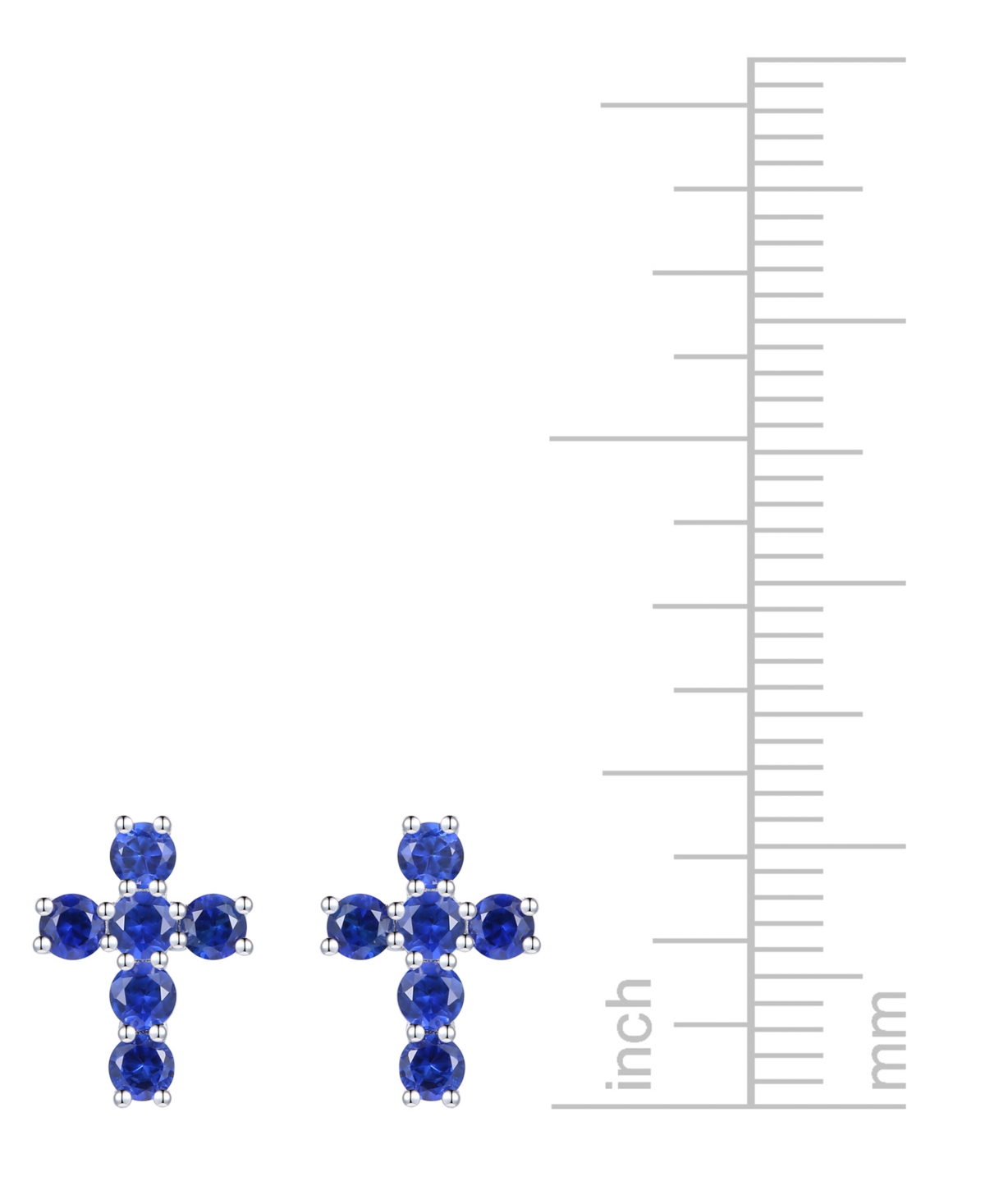 Macy's Lab Grown Sapphire Cross Stud Earrings (1 Ct. T.w.) In 10k White Gold (also In Lab Grow Ruby, Lab Gr In Sapphire