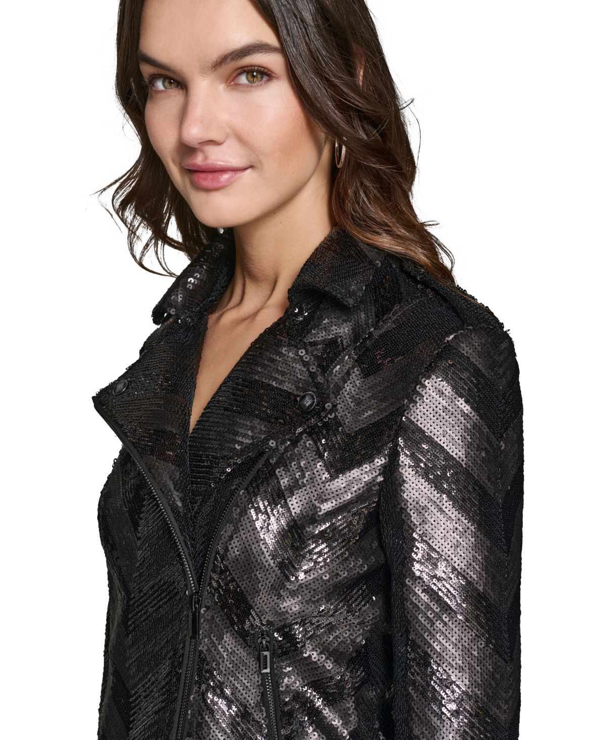 Karl Lagerfeld Paris Women's Sequined Moto Jacket