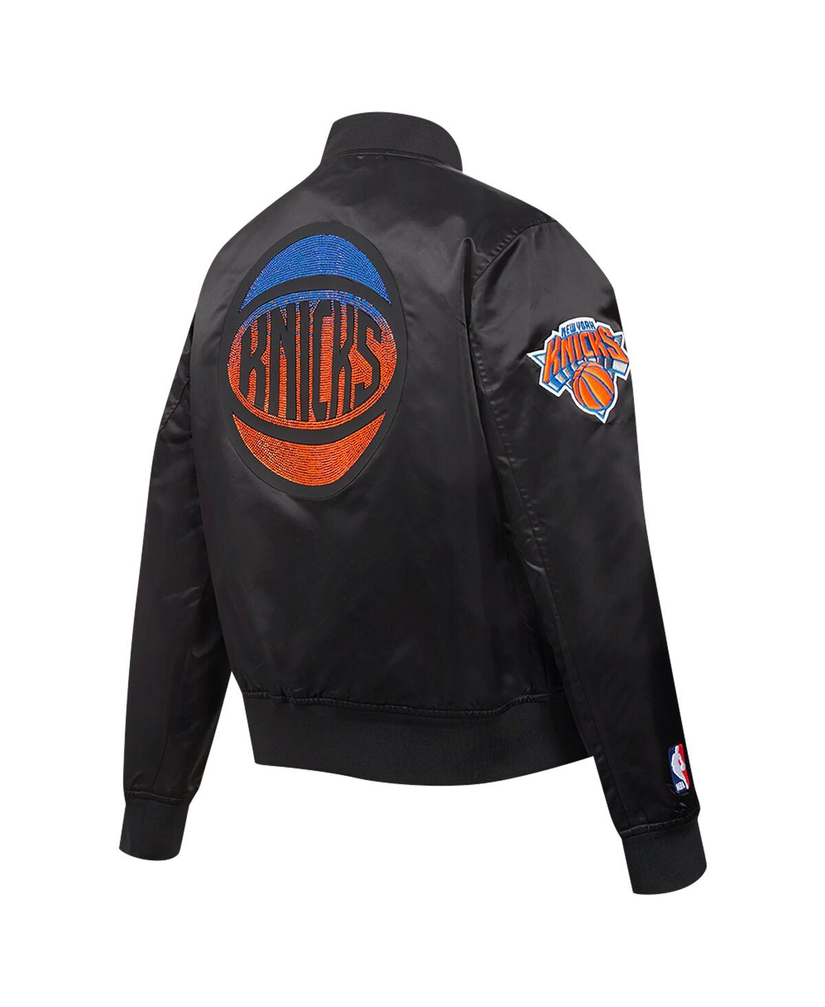 Pro Standard Women'sNew York Knicks Jeweled Satin Full-Snap Jacket - Black