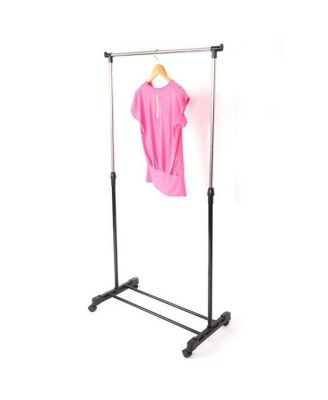 Vertical & Horizontal Stretching Clothes Rack with Shoe Shelf - Single-Bar Design