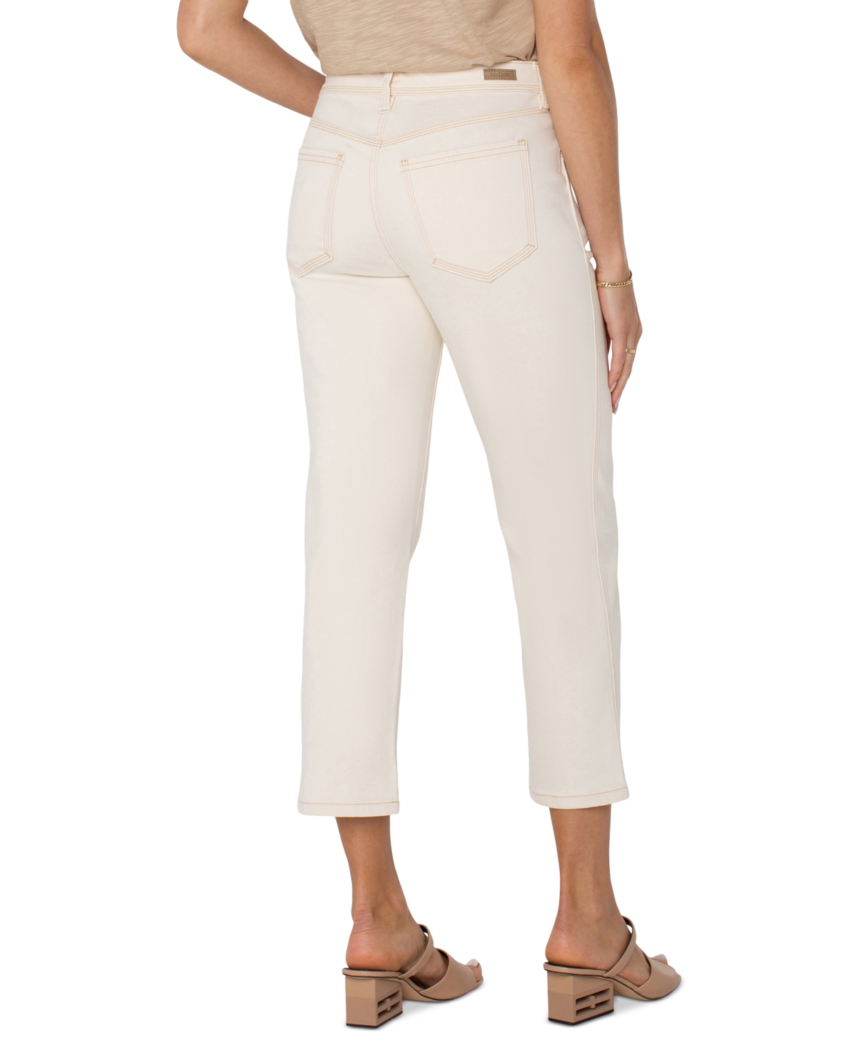 Shop Liverpool Los Angeles Women's Kennedy Cropped Straight-leg Jeans In Seaside Dunes