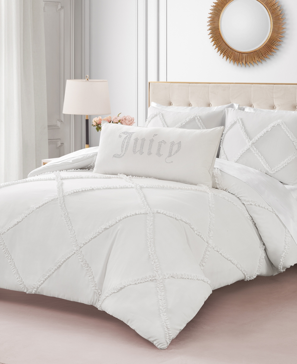 Shop Juicy Couture Silver-tone Rhinestone Decorative Pillow, 16" X 36" In White