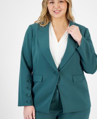 Plus Size Long-Sleeve One-Button Blazer