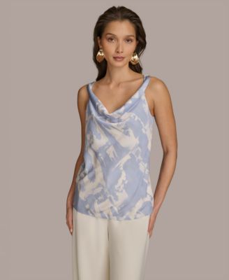 Donna Karan New York - Women's Printed Cowl Neck Sleeveless Top