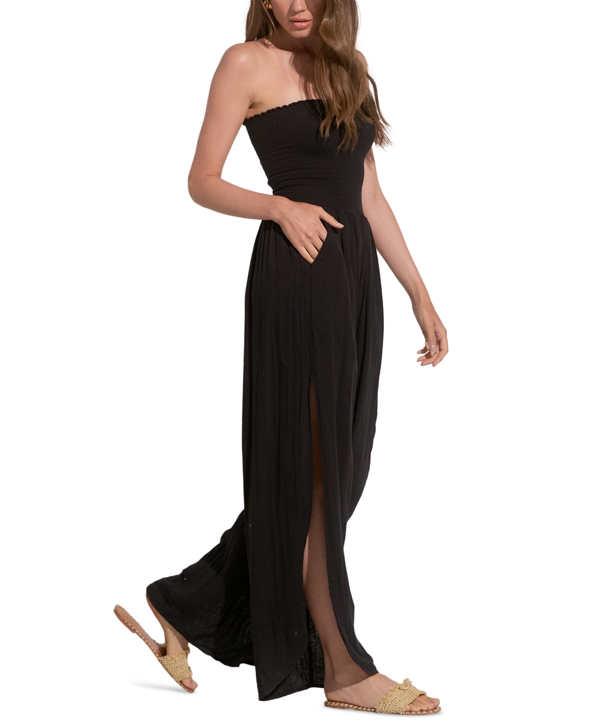 Elan Santorini Strapless Jumpsuit In Black In Black