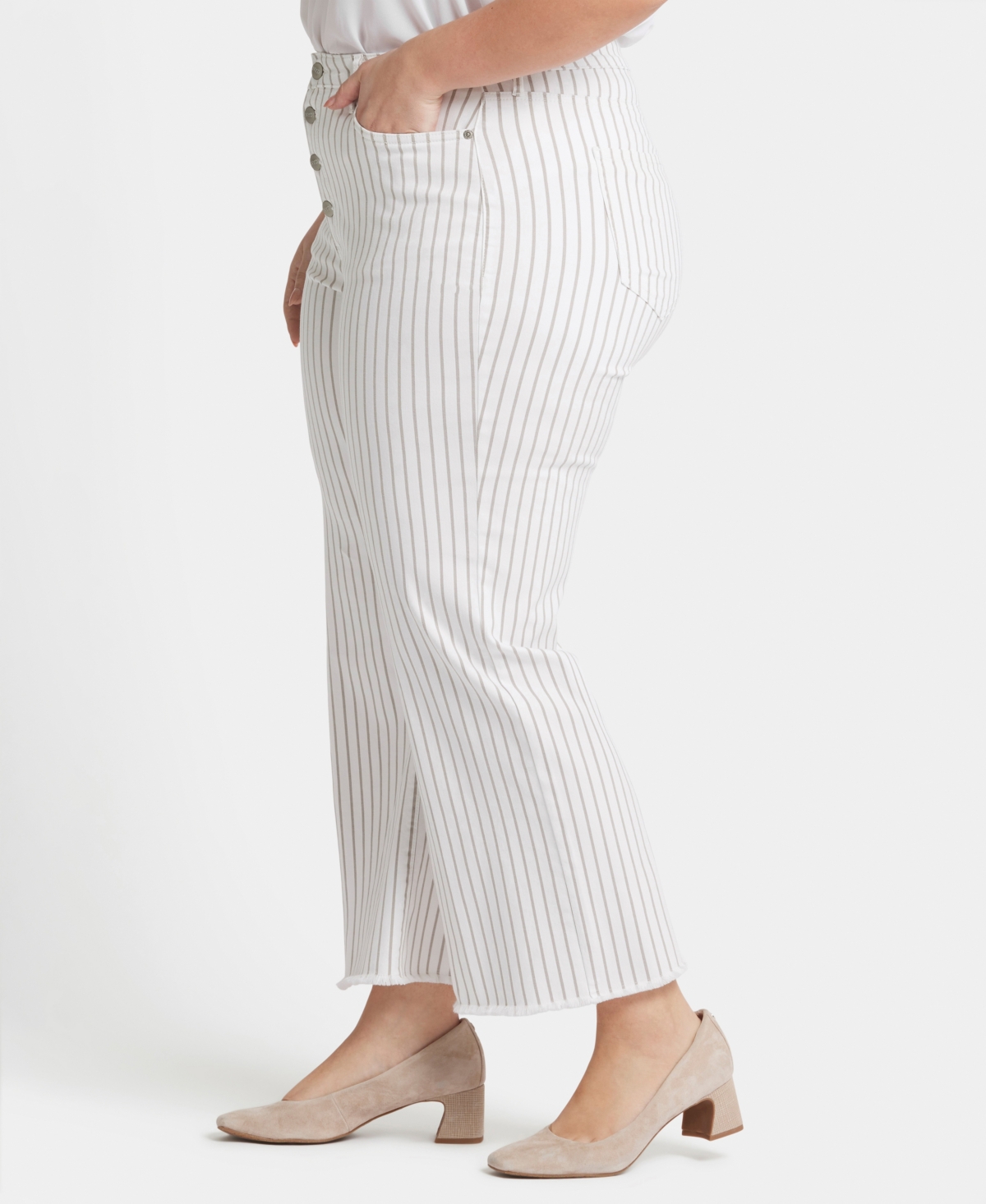 Nydj Teresa Exposed Button High Waist Ankle Wide Leg Jeans In Beach Cruise Stripe