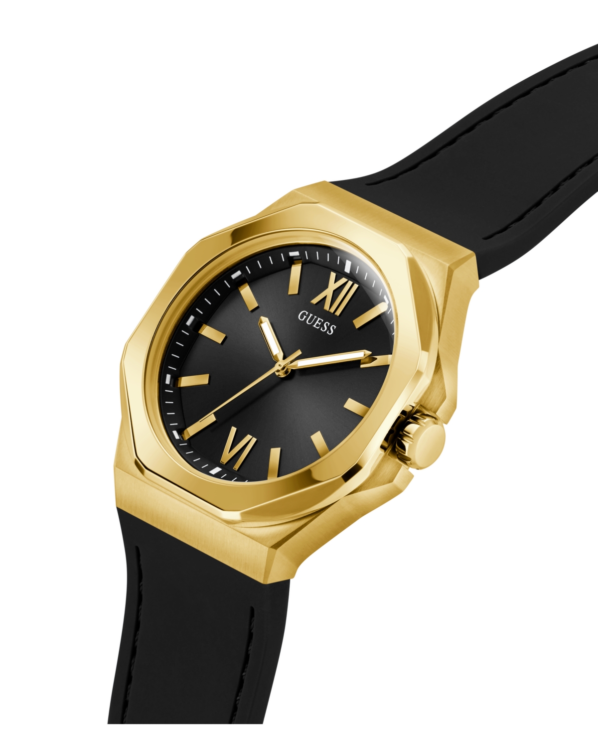 Guess Men's Analog Black Silicone Watch, 42mm In Black