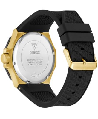 Men's Multi-Function Black Silicone Watch, 45mm