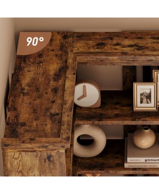 Corner MDF boards Bookshelf 72.8in Farmhouse Bookcase Large Bookshelf