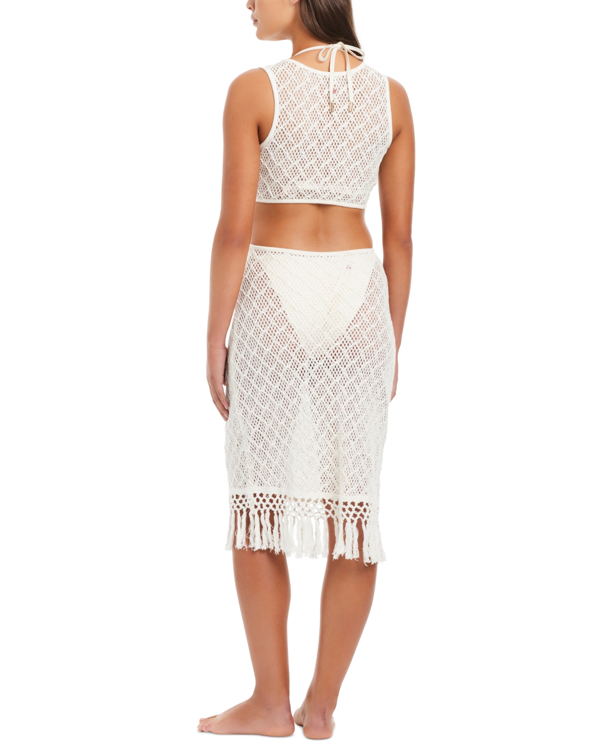 Shop Red Carter Women's Crochet Fringe Dress Swim Cover-up In Papyrus
