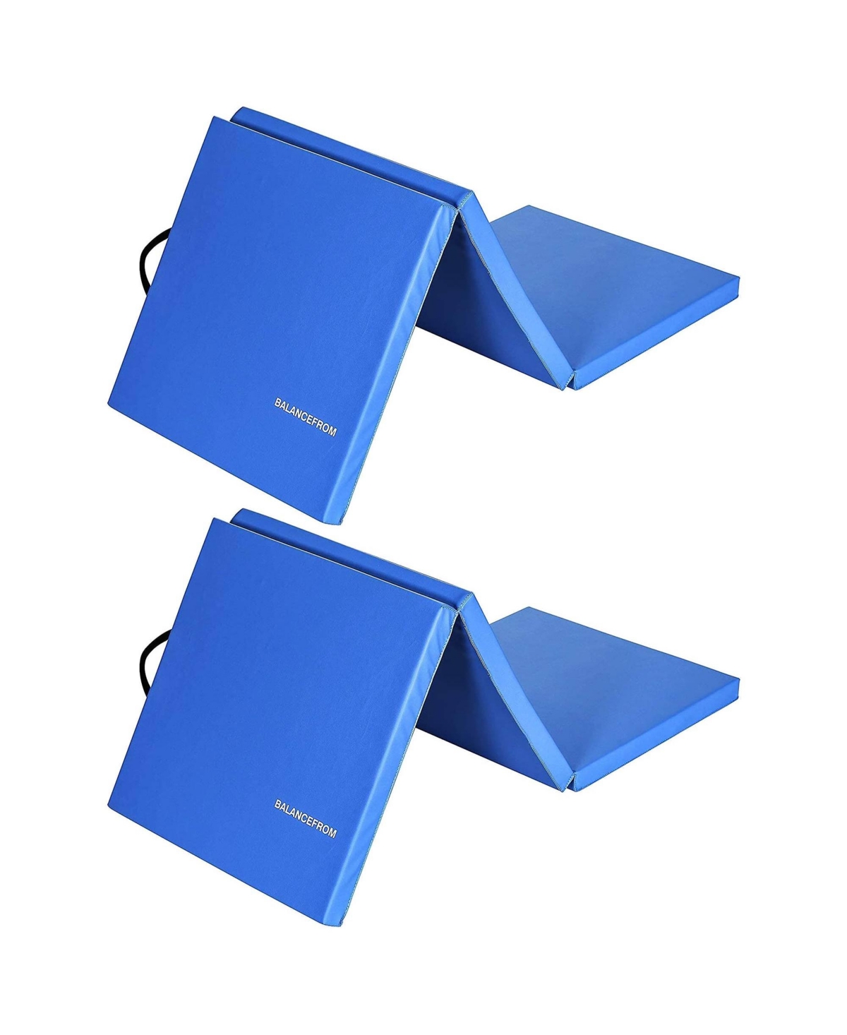 GoGym 6x2ft Folding Exercise Mat with Handles, Blue (2 Pack) - Blue