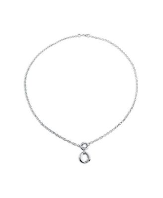 Geometric Open Circle Lariat Pendant Necklace in Sterling Silver