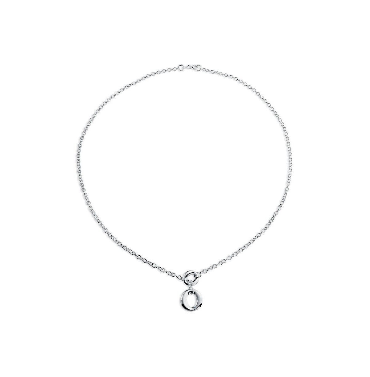 Bling Jewelry Geometric Open Circle Lariat Pendant Necklace in Sterling Silver