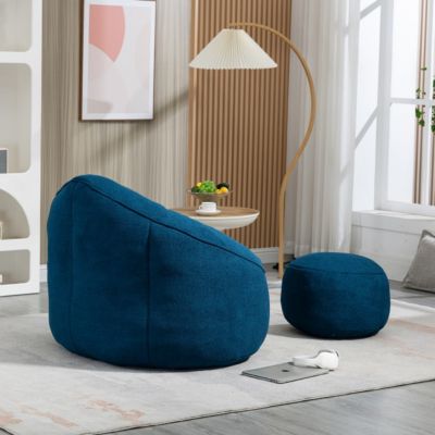 Adult Bean Bag Chair with Ottoman, Comfortable Bean Bag Couch with Armrests for Living Room