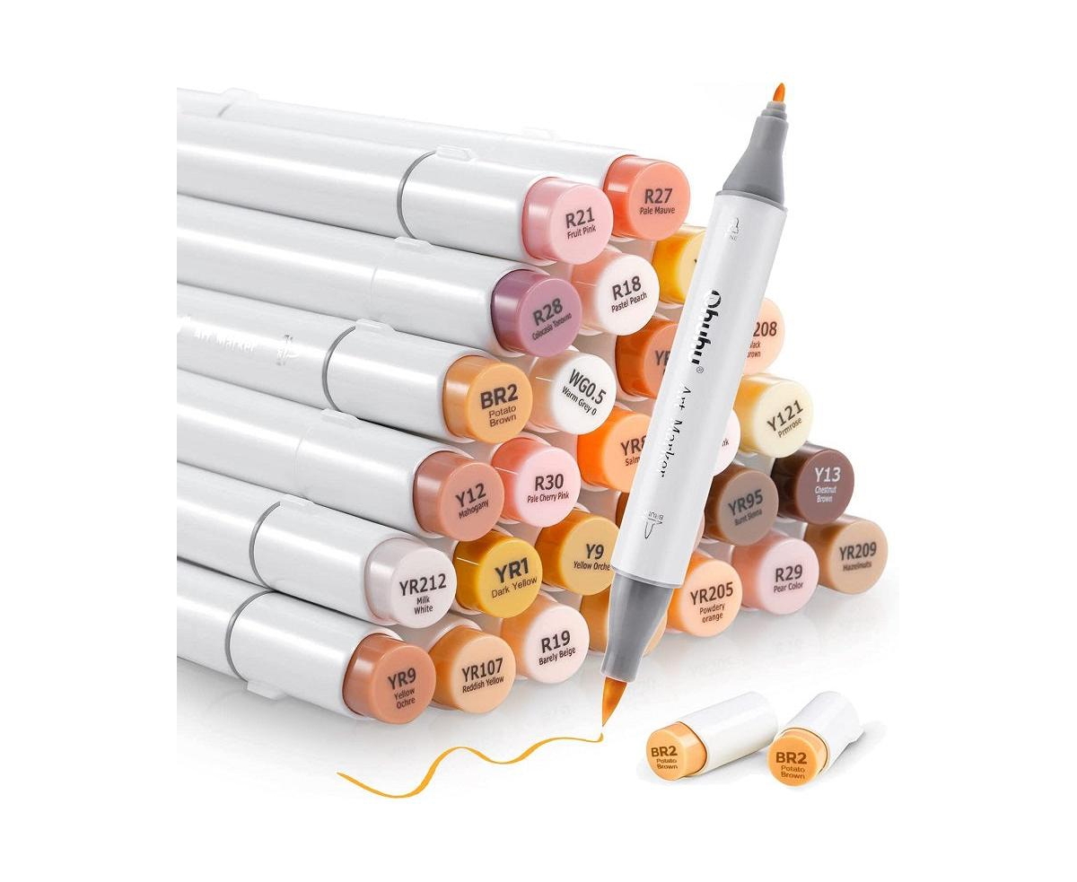 Ohuhu Honolulu B 36ct Skintone Colors Brush/Fine Dual Tips Alcohol Art Markers Y30-80401-56 - Assorted Pre-Pack
