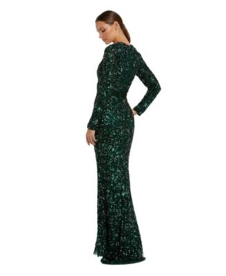 Women's Embellished Long Sleeve Gown