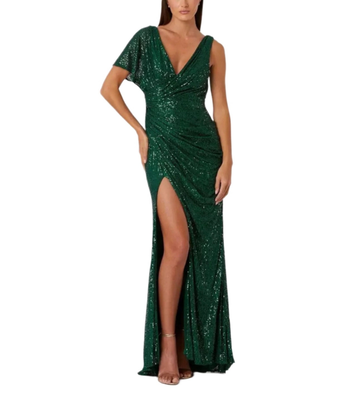 Mac Duggal Women's Sequined Asymmetrical Draped Trumpet Gown