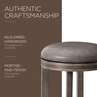 Eva Counter Stool, Reclaimed Oak Finish w/ Ronan Stone Leather