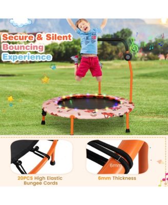 36'' Mini Toddler Trampoline w/ LED Bluetooth Speaker Detachable Handle Kids Gifts