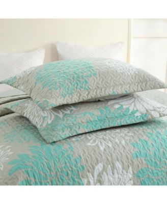 3 Piece Chrysanthemum Pattern Quilt Set Lightweight Bedspread Set King