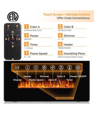 30-Inch Recessed Ultra Thin Electric Fireplace Heater with Glass Appearance