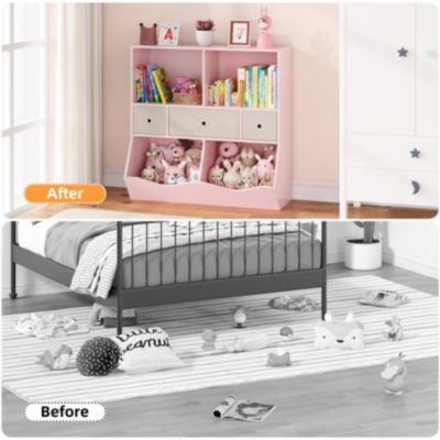 Kids Toy Storage Organizer, Kids Bookshelf with 2 Bookshelfs