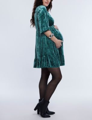 Maternity V-Neck Ruffle Hem Babydoll Dress - Motherhood