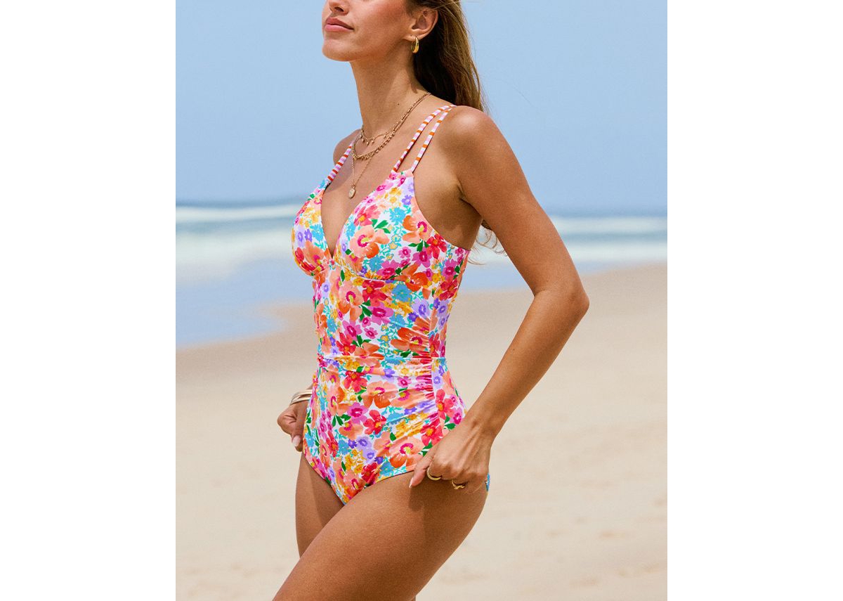 Cupshe Women's Ditsy & Petals Tummy Control One-Piece - pink