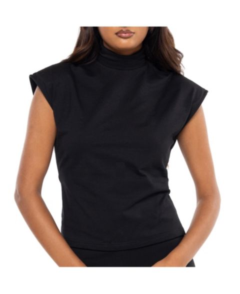 Женский топ Dai Moda Sleeveless Zip Turtleneck, цвет: Чёрный