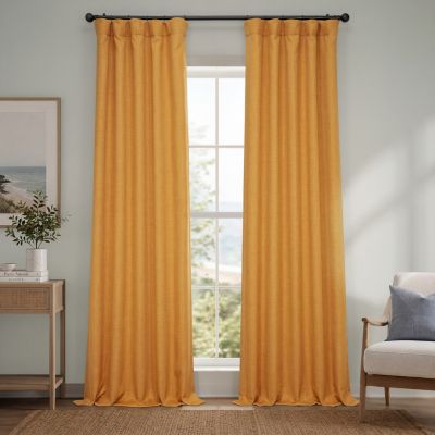 Faux Linen Room Darkening Curtains for Bedroom and Living Room Curtains (1 Panel)