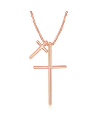 Sterling Silver Double Cross Necklace