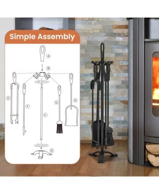 5 Pieces Fireplace Tool Set Fireplace Accessories with Poker