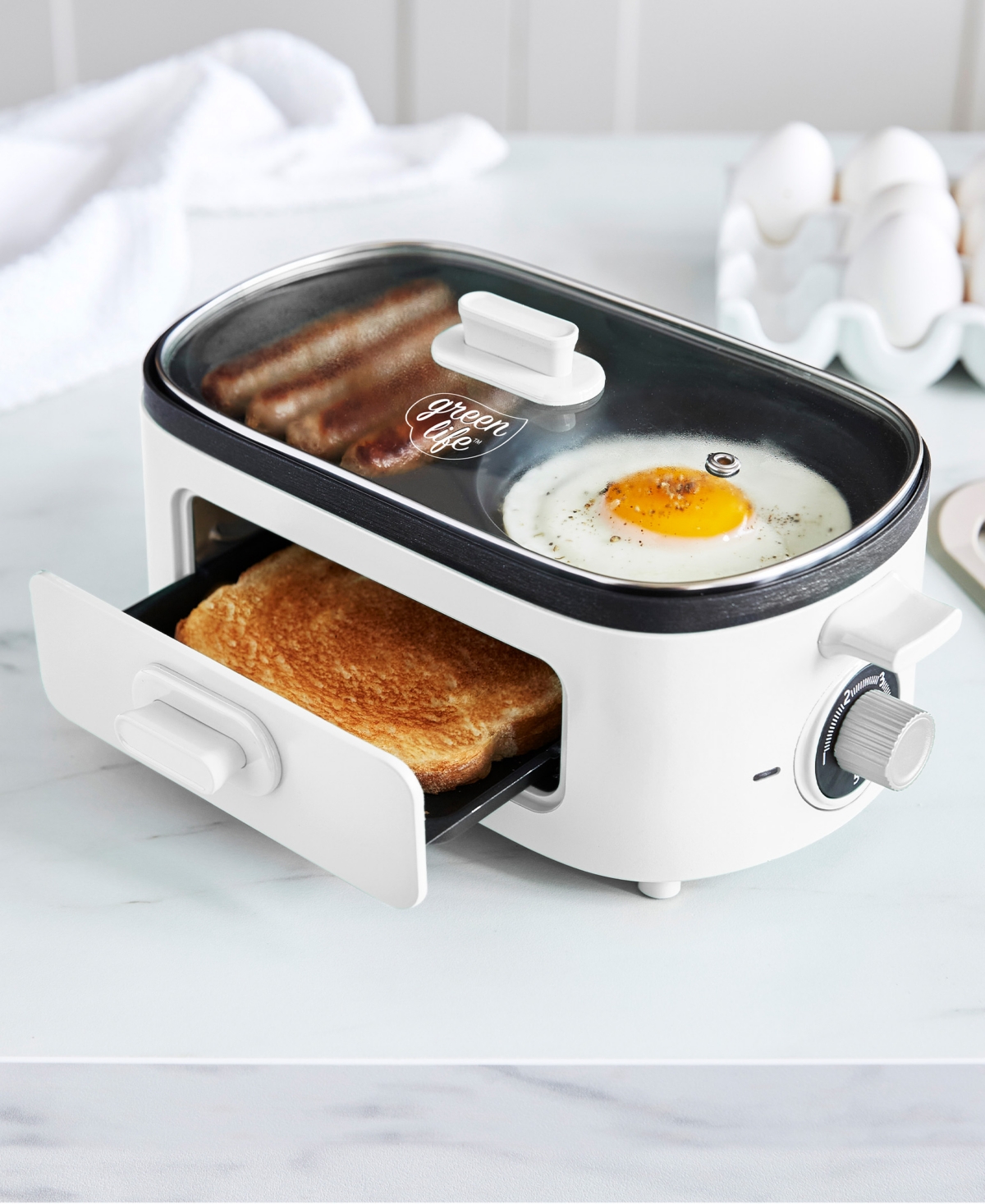 Greenlife 3-in-1 Healthy Breakfast Maker In White
