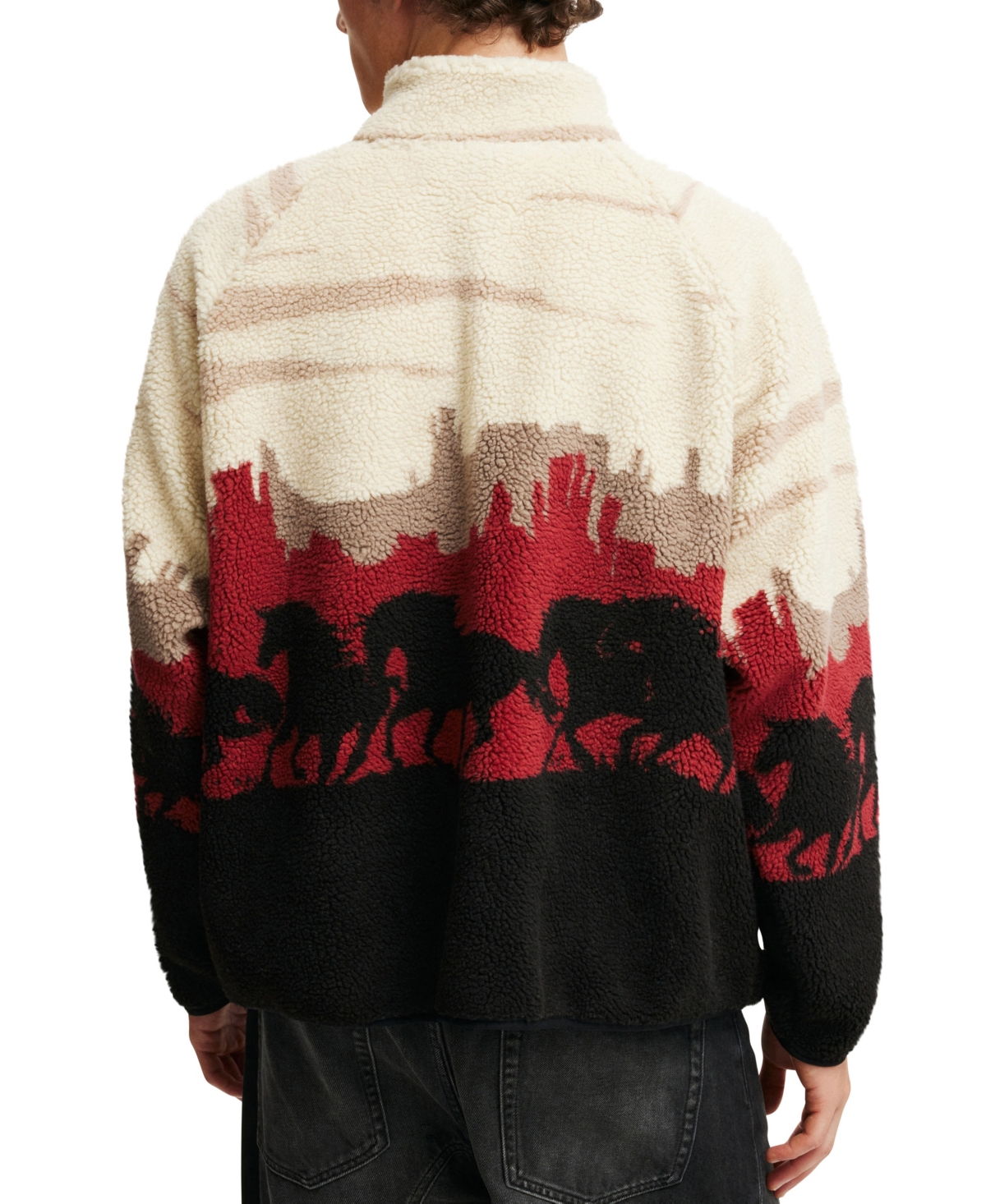 Cotton On Men's Teddy 1/2 Zip Fleece Sweatshirt -Wild Horse