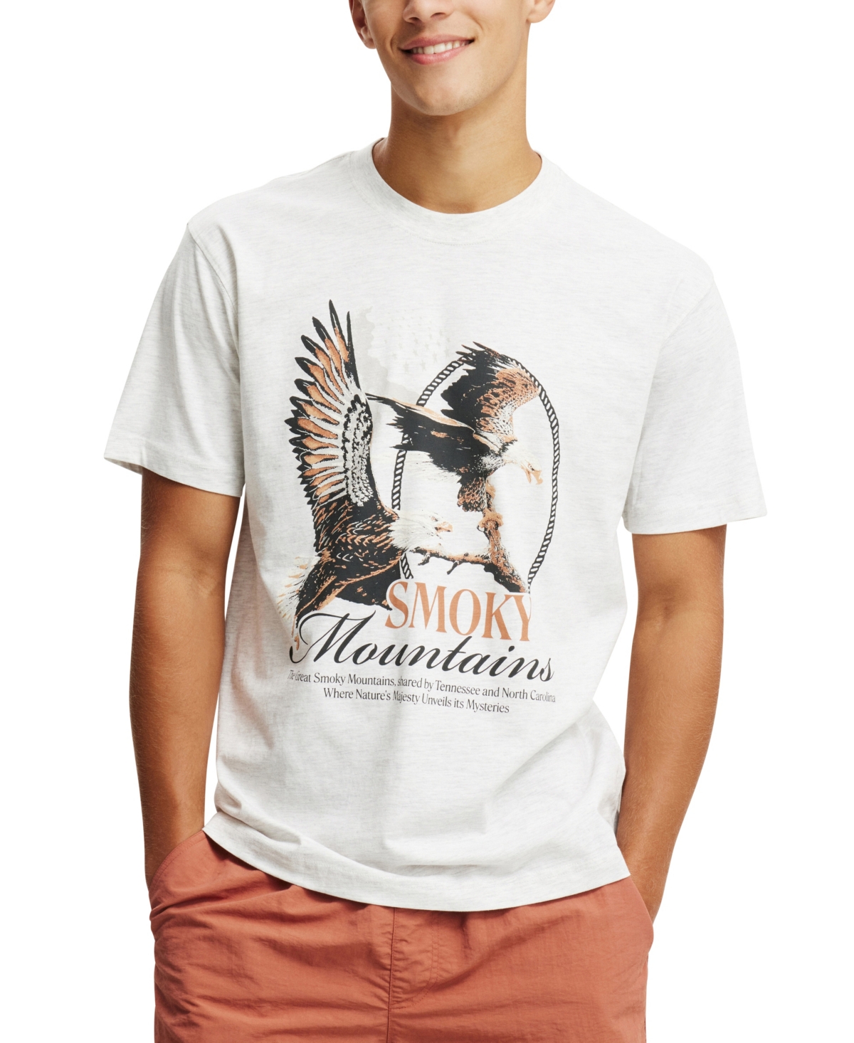 Cotton On Men's Loose Fit Art T-Shirt -Smokey Mountains