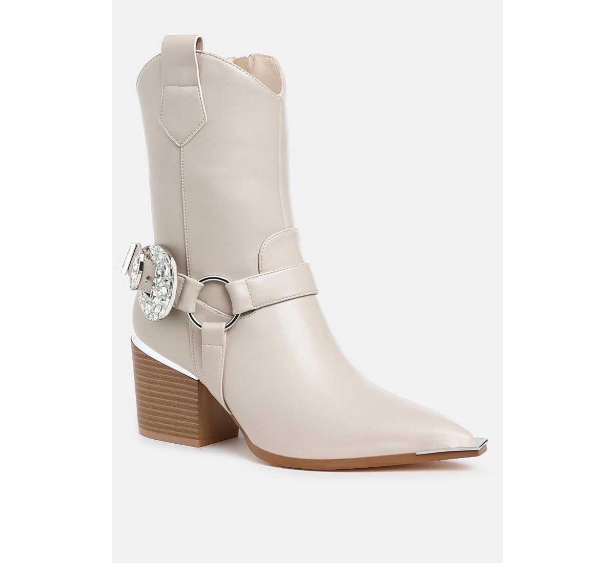 London Rag Woodstock Diamante Embellished Pin Buckle Boots