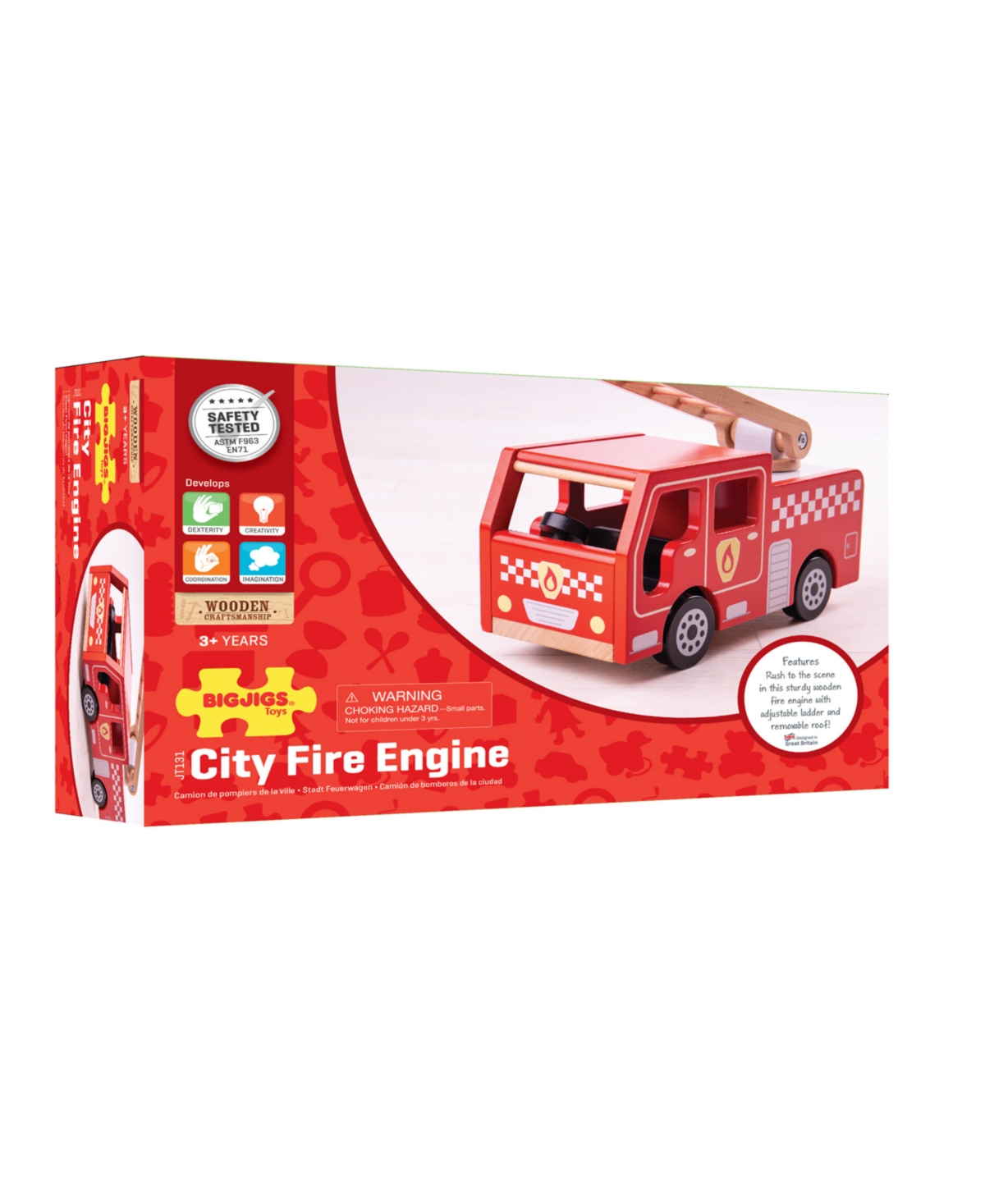 Bigjigs Toys City Fire Engine In Multi