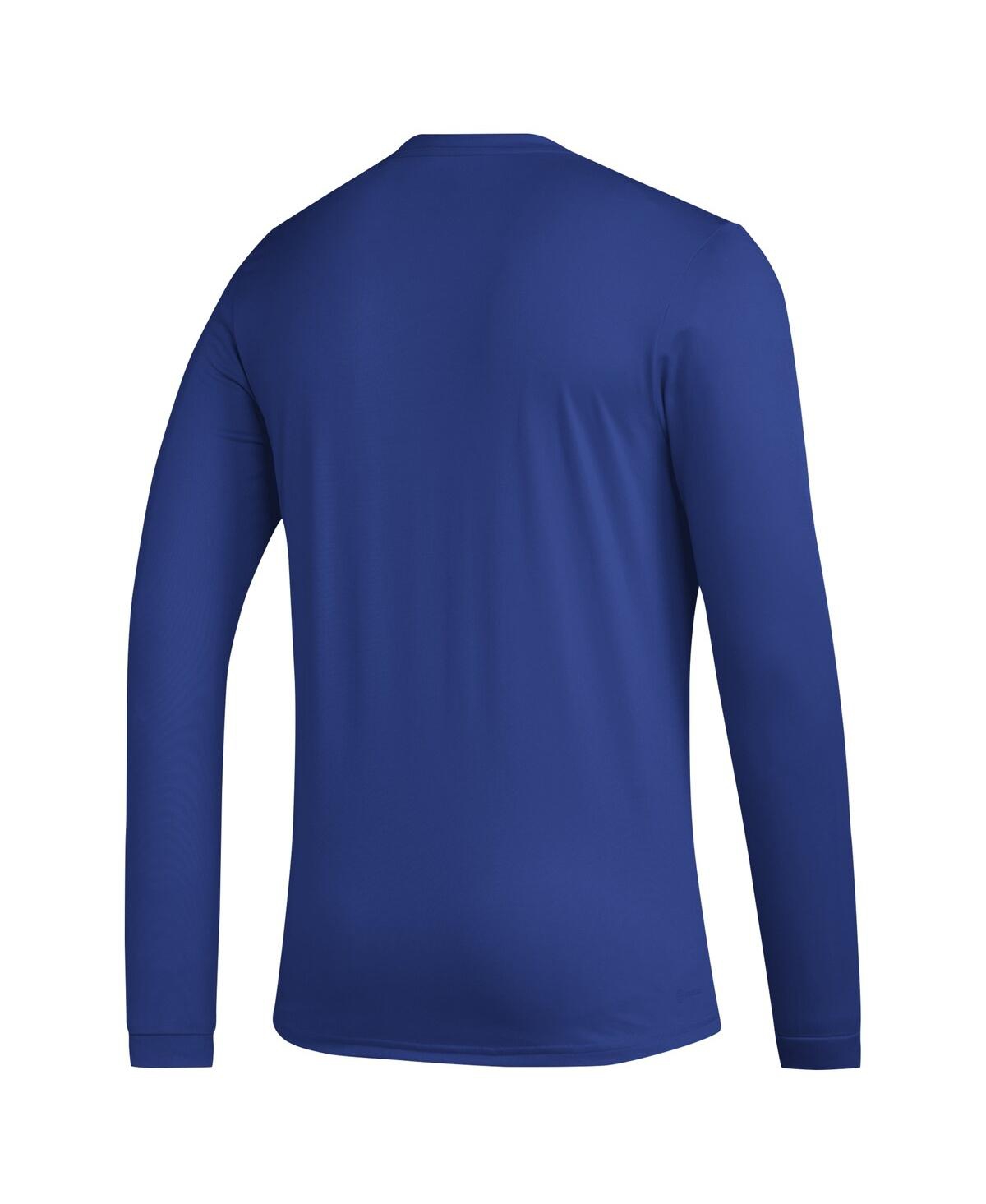 Adidas Men'sKansas Jayhawks Primary Locker Logo Pre-game Long Sleeve T-shirt - Royal