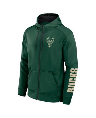Men's Hunter Green Milwaukee Bucks Baller Defender Performance Full-Zip Hoodie