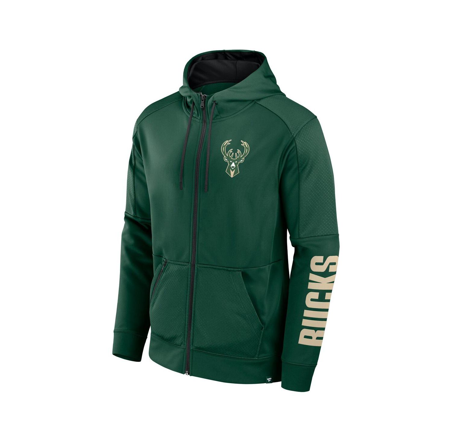 Men's Hunter Green Milwaukee Bucks Baller Defender Performance Full-Zip Hoodie